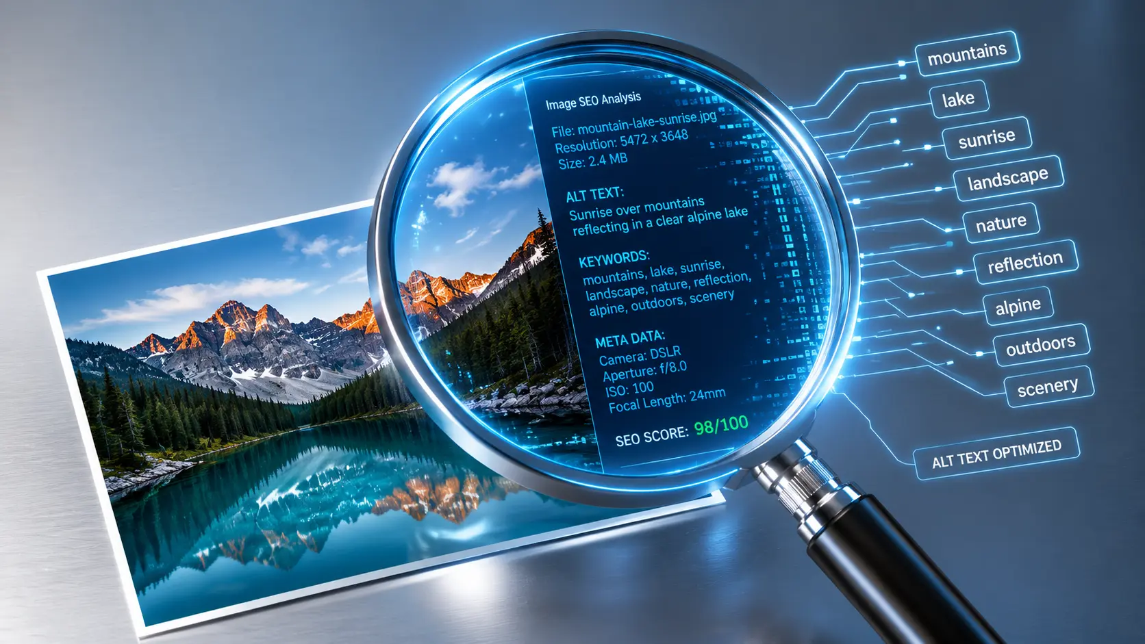 Conceptual illustration of digital workflow optimization for image processing efficiency